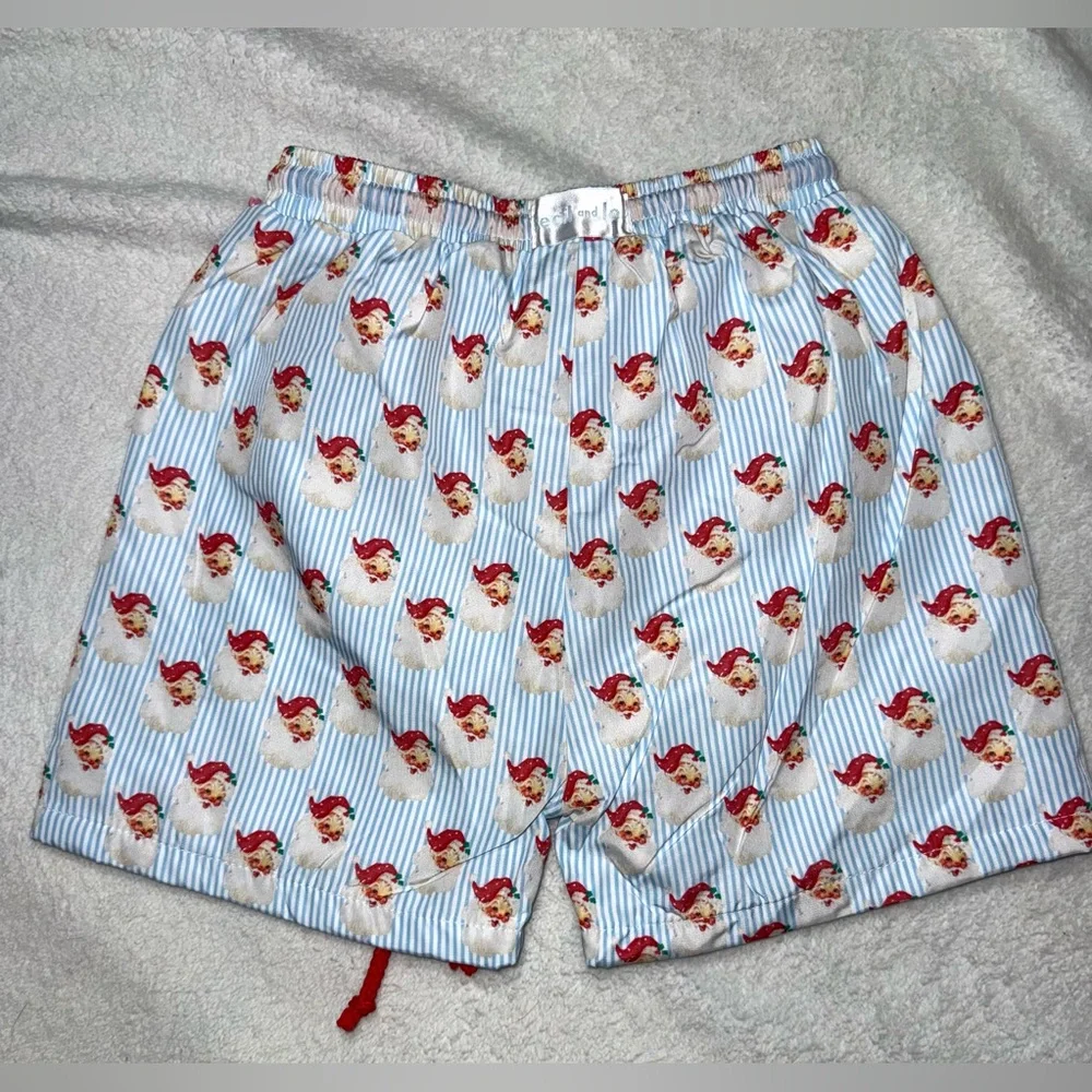 Cecil and Lou Santa Claus print swim trunks, size 7, NWT